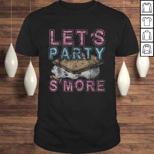 Let's Party S'More Funny Camping Campfire Distressed V-Neck T-Shirt