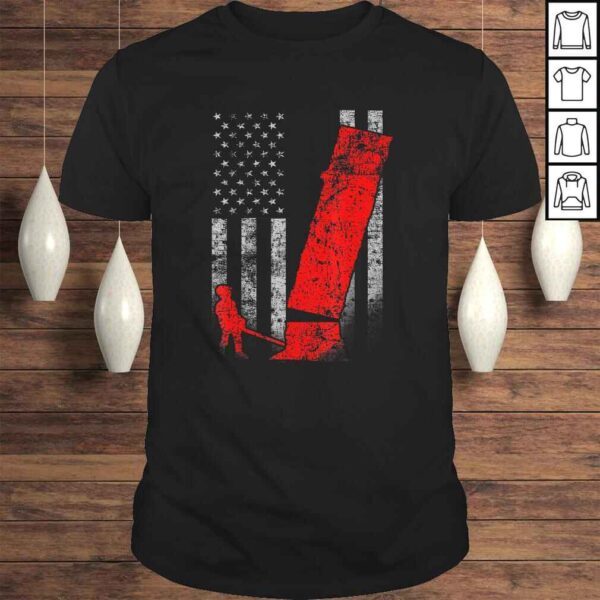 Logging Flag Shirt - Red Logger Felling a Tree on US Flag