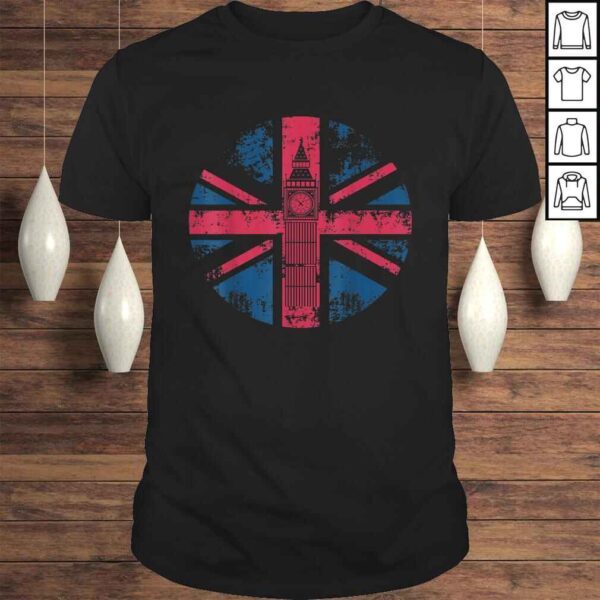 London Big Ben Union Jack Vintage UK Flag British Shirt Gift