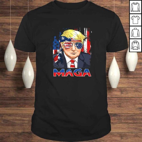 Maga Trump American Flag V-Neck T-Shirt