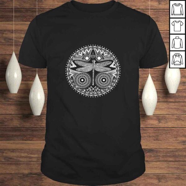 Magical Mandala Dragonfly Crescent Moon Design Gift TShirt