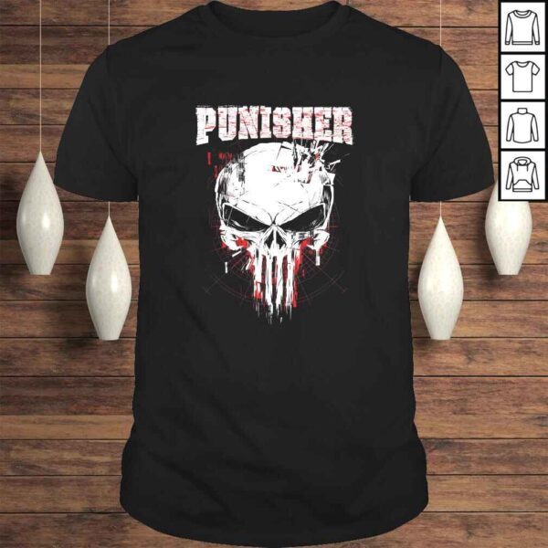 Marvel The Punisher Skull and Red Streaked Logo Shirt