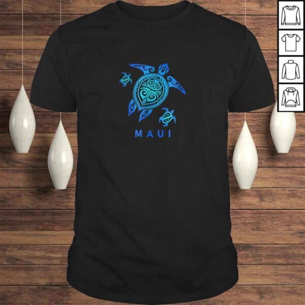 Maui Hawaii Shirt Sea Blue Tribal Turtle