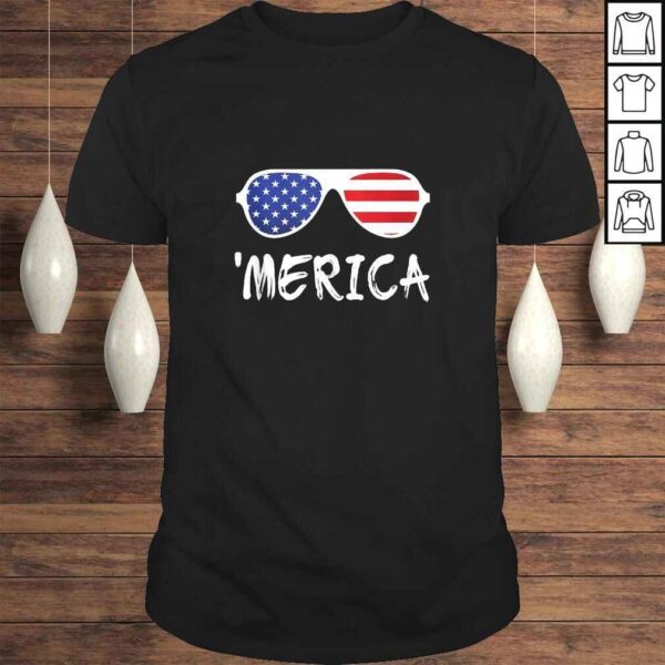 Merica Sunglasses Shirt Patriotic Fourth of July Gift TShirt