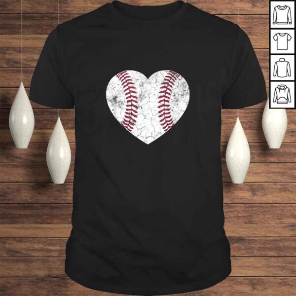 Mother's Day Gift Distressed Heart Baseball Heart Mom Mommy TShirt