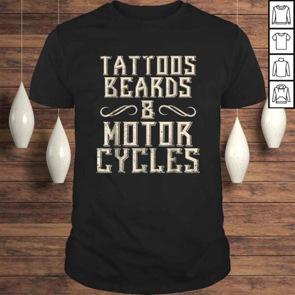 Motorcycle Shirts Tattoos Beards Tees Men Dad Grandpa Gifts