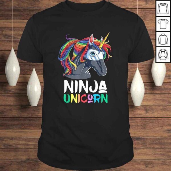 Ninja Unicorn Shirt Girls Rainbow Martial Arts Fighter Tee T-Shirt