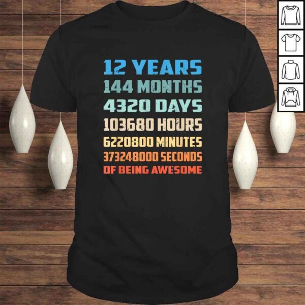 Official 12th Birthday Gift Shirt 12 Years Old Being Awesome TShirt Gift