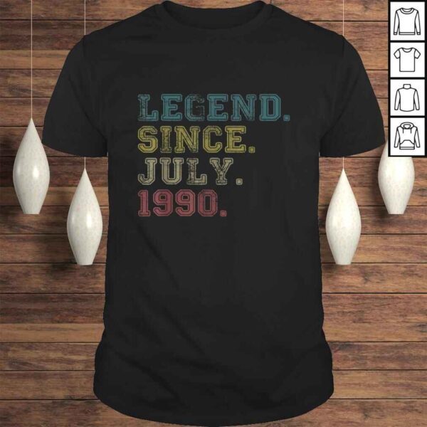 Official 30th Birthday Vintage Legend Since July 1990 Gift 30 Yrs Old TShirt