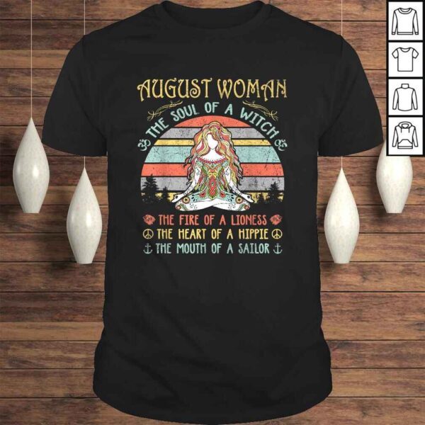 Official August Woman The Soul Of A Witch Vintage Birthday V-Neck T-Shirt