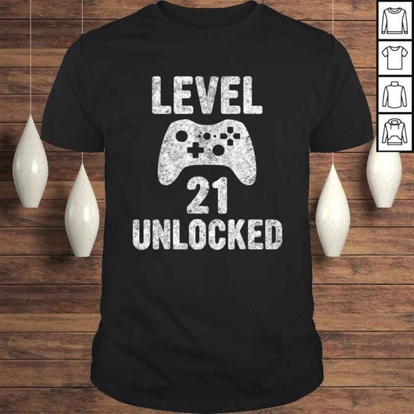 Official Cute Video Gamer 21th Birthday Gift Funny Level 21 Unlocked Shirt