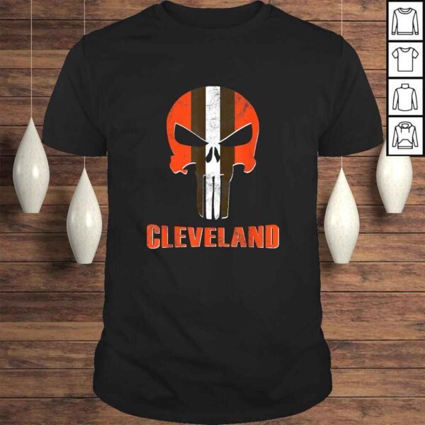 Official Football Helmet Ohio Cleveland Skull CLE Football Fan Tee Shirt