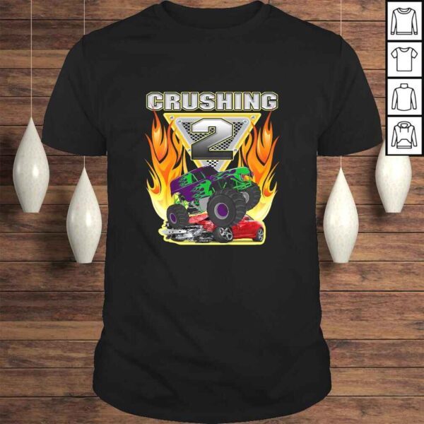 Official Kids Monster Truck Crushing being 2 Two Years Old 2nd Birthday Shirt