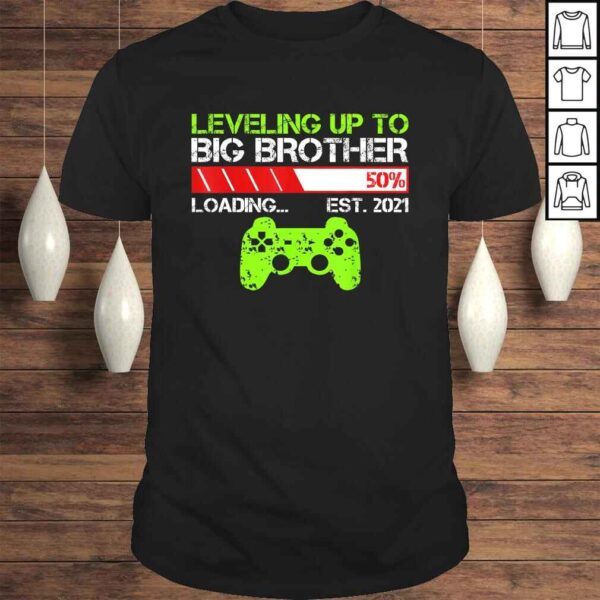 Official Leveling Up To Big Brother Est 2021 Vintage Funny Brothers V-Neck T-Shirt