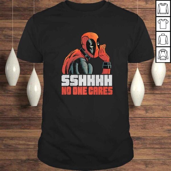 Official Marvel Deadpool SHHH No One Cares Whisper Shirt