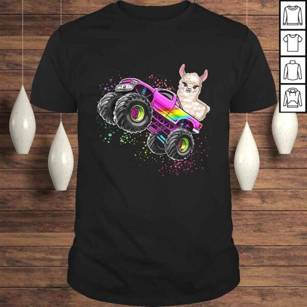 Official Monster Truck Llama Birthday Party Monster Truck Girl T-shirt