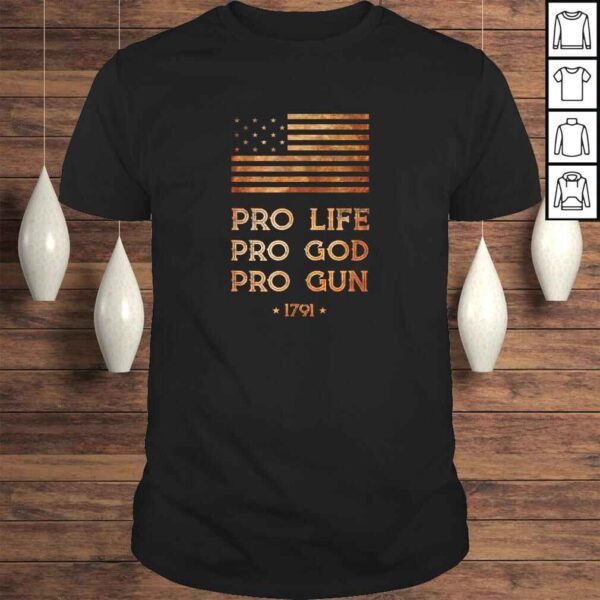 Official Pro Life Pro God Pro Gun - Right to Bear Arms 13 Star Flag TShirt