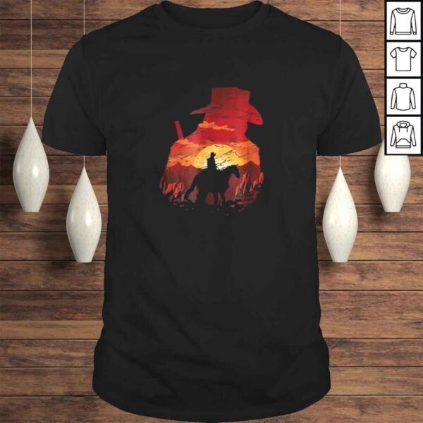 Official Sunset Cowboy RDR2 Cool Gaming T-shirt