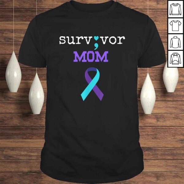 Official Survivor Mom - Semicolon Gift Suicide Prevention Awareness Shirt