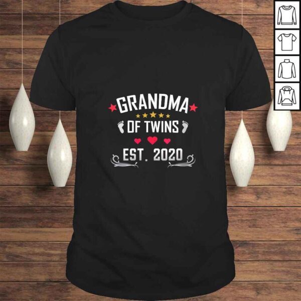 Official Womens Grandma Of Twins Est 2020 New Nana Cute Tee Shirt