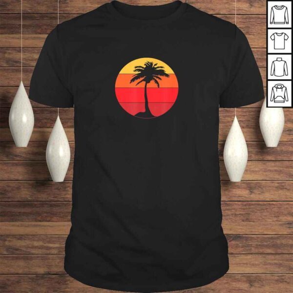 Pacific Ocean Beach Palm Tree Sun Retro Vintage Shirt