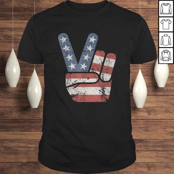 Peace Sign American Flag Vintage USA Shirt