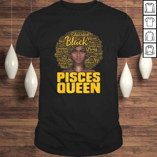 Pisces Queen Black Woman Afro Natural Hair African American V-Neck T-Shirt