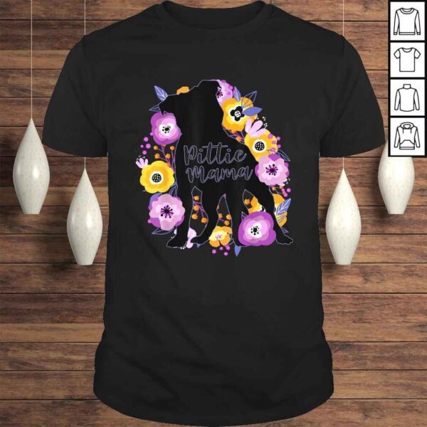 Pitbull Mama Purple Flowers Pittie Cute Pit Bull Mom Shirt