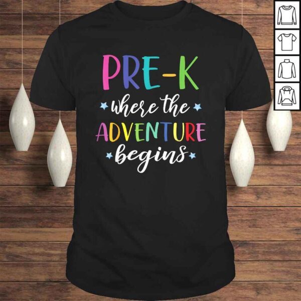 Pre-K Teacher Adventure Begins First Day Preschool Teachers Shirt