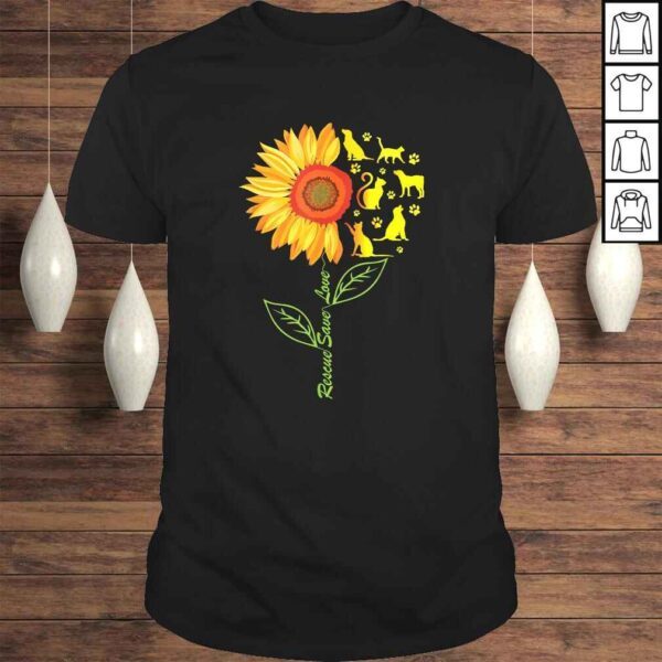 RESCUE SAVE LOVE PET Animal Shelter Sunflower Gift T-shirt