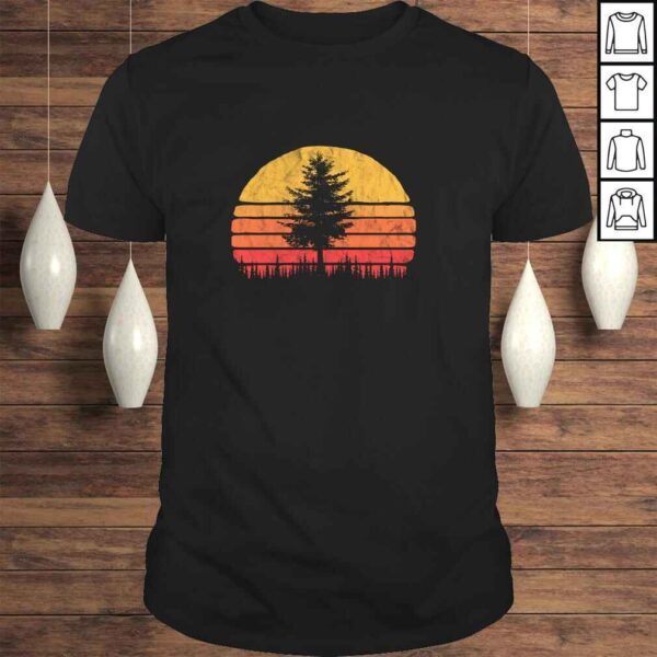 Retro Sun Minimalist Pine Tree Vintage Graphic Long Sleeve Gift TShirt