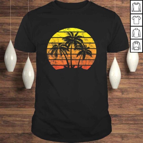 Retro Vintage sunset coco palm tree shirts tropical beach