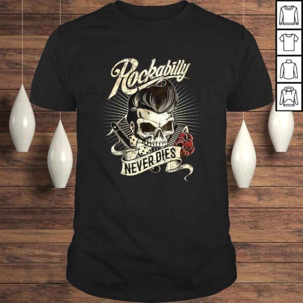 Rockabilly never dies - barber skull hipster gift for bikers V-Neck T-Shirt