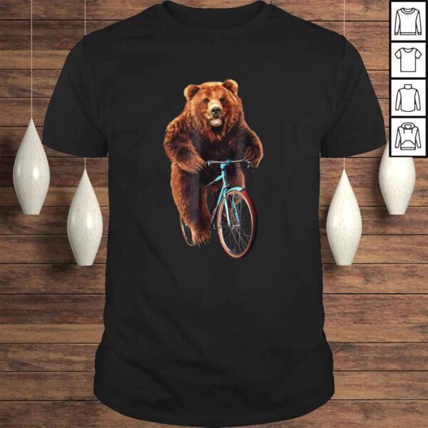 Shirt - Happy Grizzly Bear Cycling, Mountain Bike Bicycle