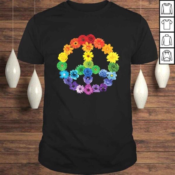 Spring Flowers Peace Sign Gerbera Daisies Roses Rainbow TShirt