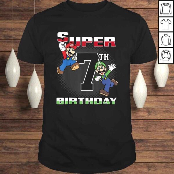 Super Mario And Luigi Super Birthday 7th Birthday PortraiTShirt