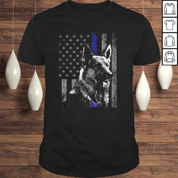 Thin Blue Line Flag K-9 German Shepherd Police Dog Gift Men Shirt