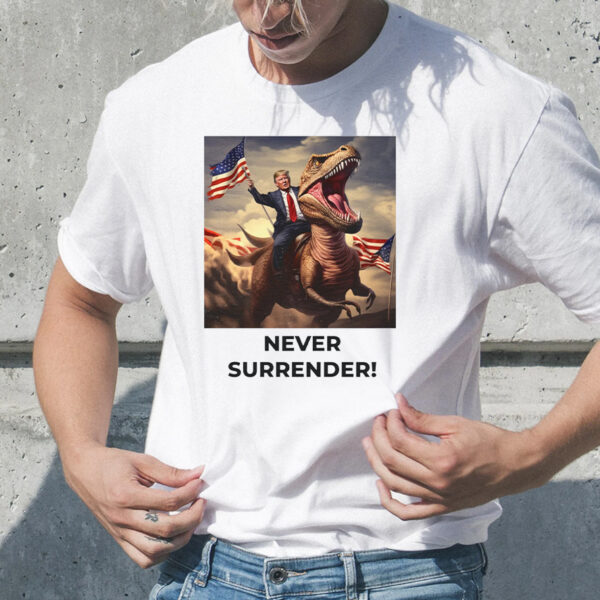 Trump Never Surrender!! T-Rex Unisex Heavy Cotton T-Shirt