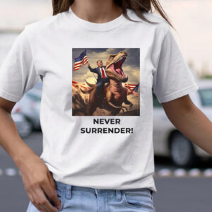 Trump Never Surrender!! T-Rex Unisex Heavy Cotton TShirt