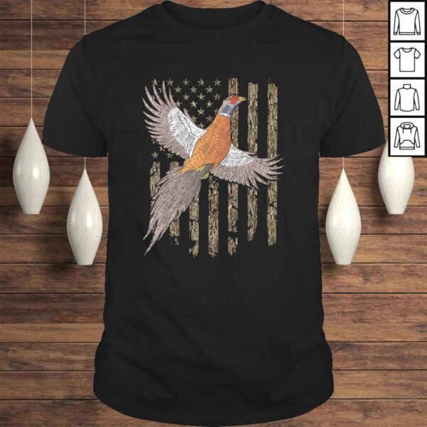 Usa American Flag Tree Camouflage Pheasant Hunting TShirt Gift