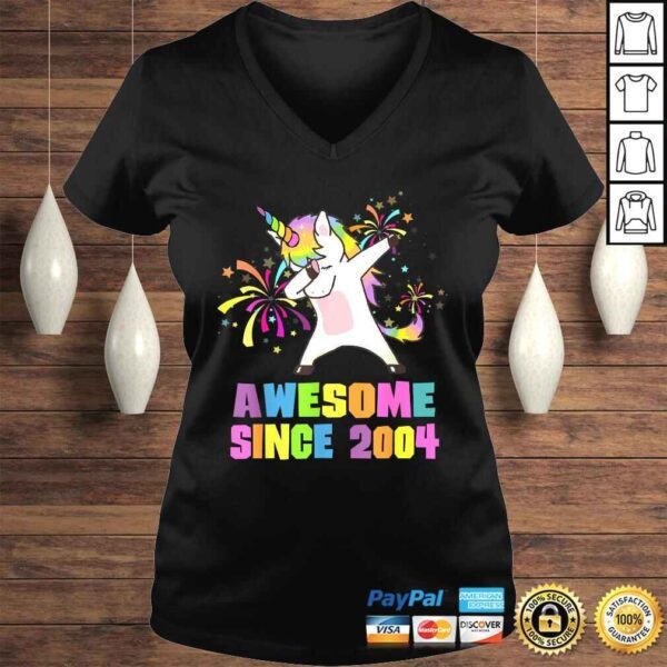 16 Years Old 16th Birthday Awesome Since 2004 Unicorn Tee Shirt - Image 2