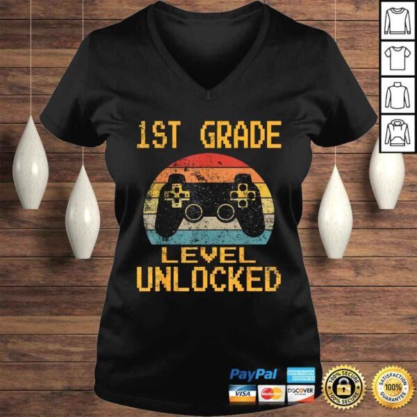 1st Grade Level Unlocked Gamer First Day Of School Boys Tee Shirt - Image 2