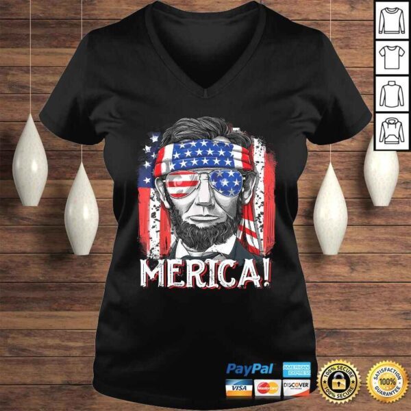 4th of July Shirts for Men Merica Abe Lincoln Women Tee Gift - Image 2