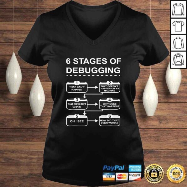 6 Stages of Debugging design Programming Computer Science Shirt - Image 2