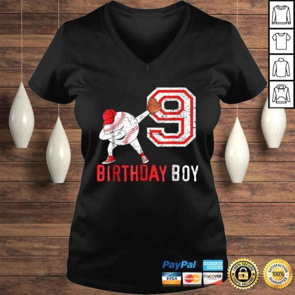 9 Years Old Baseball Boy Born 2009 9th Ninth Birthday Shirt - Image 2