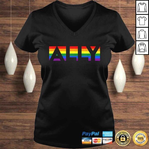 ALLY LGBTQ Rainbow Pride Flag Lesbian Gay Vintage Gift Top - Image 2