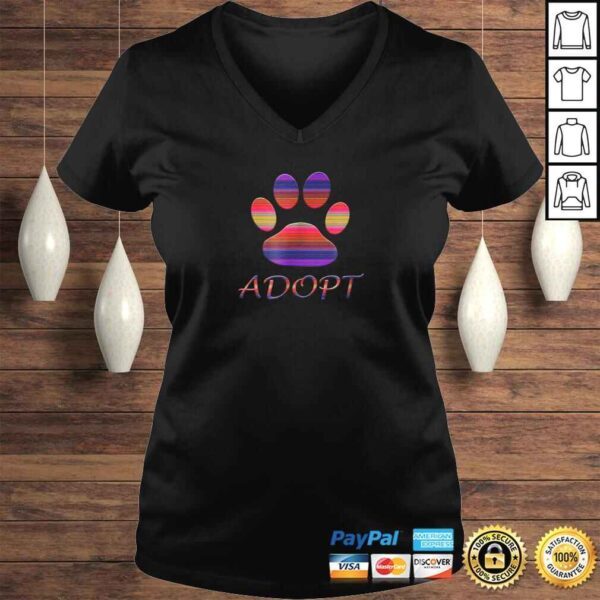 Adopt Animals Rescue Dog Shirt Paw Print Colorful Design - Image 2