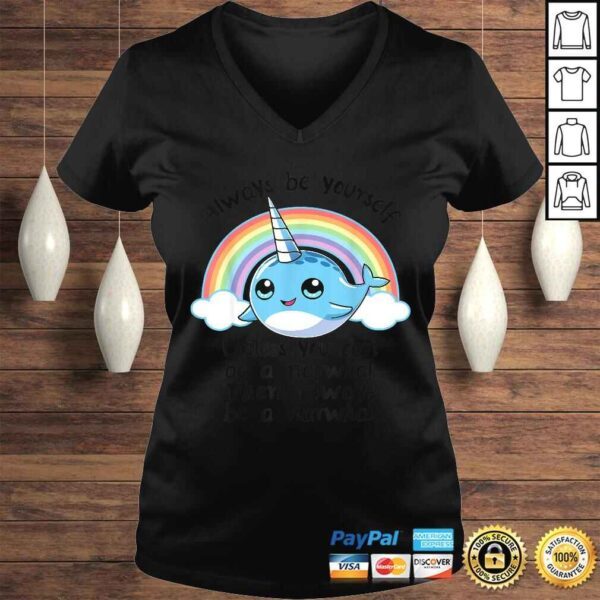 Always Be A Narwhal Unicorn Shirt Girls Kids Women Rainbow - Image 2