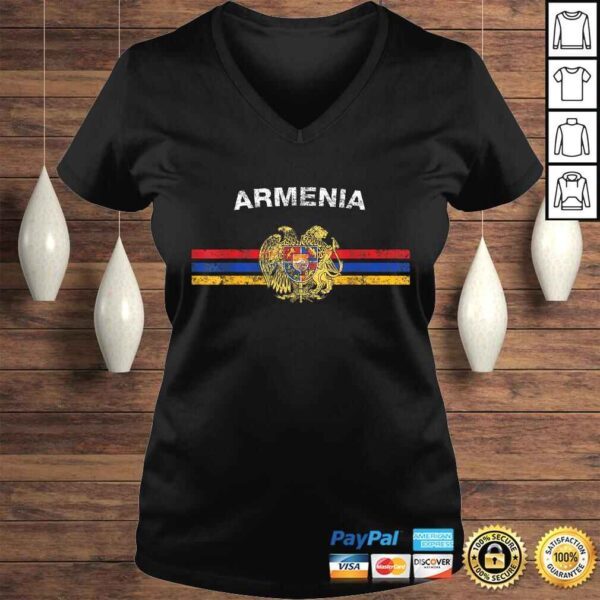 Armenian Flag Shirt  Armenian Emblem & Armenia Flag V-Neck T-Shirt - Image 2