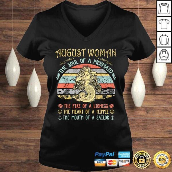 August Woman The Soul Of A Mermaid Vintage Birthday Shirt - Image 2